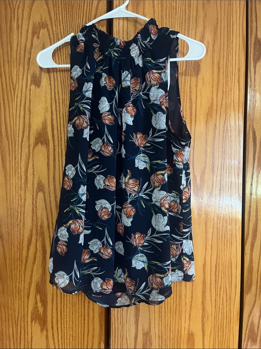 Daniel Rainn Black Floral Halter Camisole with Orange and White Blooms